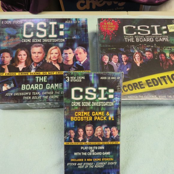 COMBO: (3) CSI Games: The Board Game, Encore Edition & Booster Pack - Picture 1 of 13